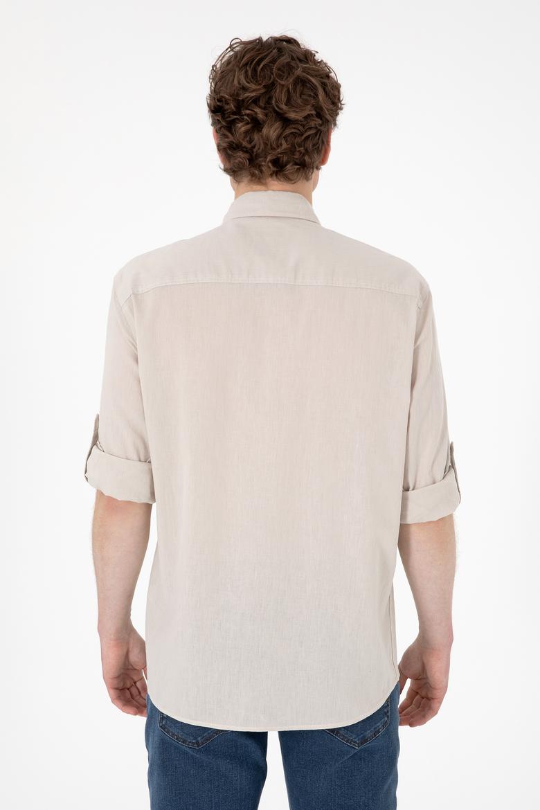 Erkek Taş Uzun Kollu Basic Gömlek - 50297868052