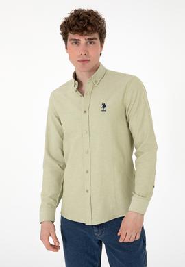 Erkek Açık Haki Uzun Kollu Basic Gömlek - 50297997096