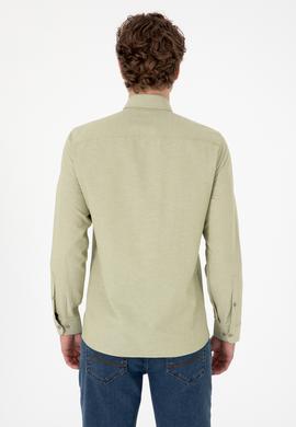 Erkek Açık Haki Uzun Kollu Basic Gömlek - 50297997096