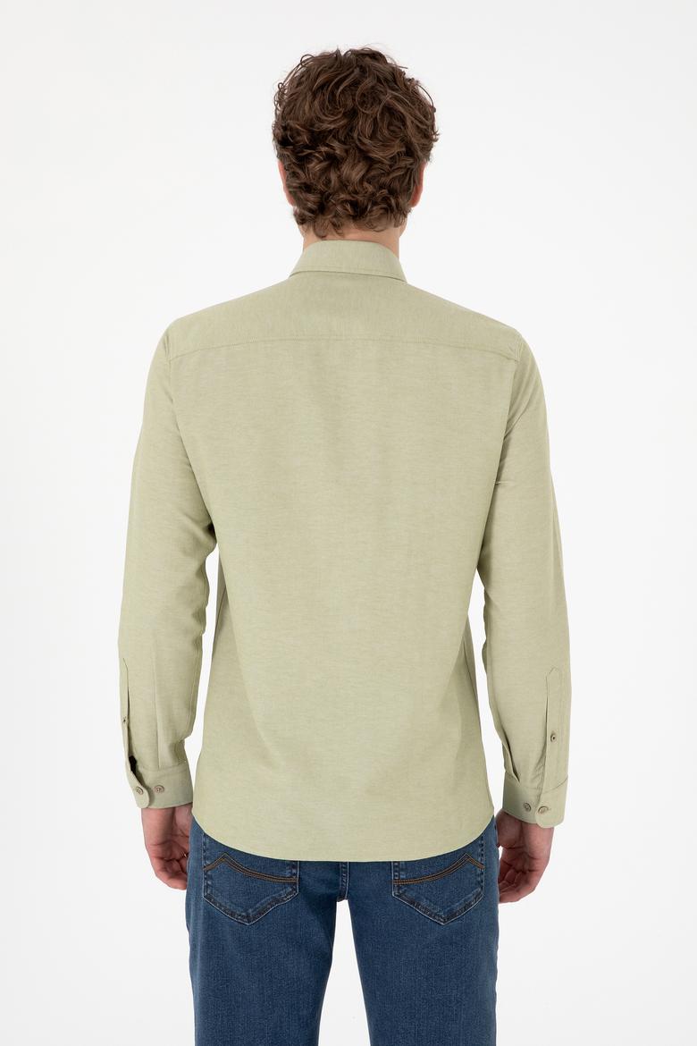 Erkek Açık Haki Uzun Kollu Basic Gömlek - 50297997096