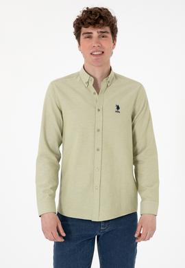 Erkek Açık Haki Uzun Kollu Basic Gömlek - 50297997096