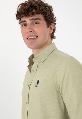 Erkek Açık Haki Uzun Kollu Basic Gömlek - 50297997096