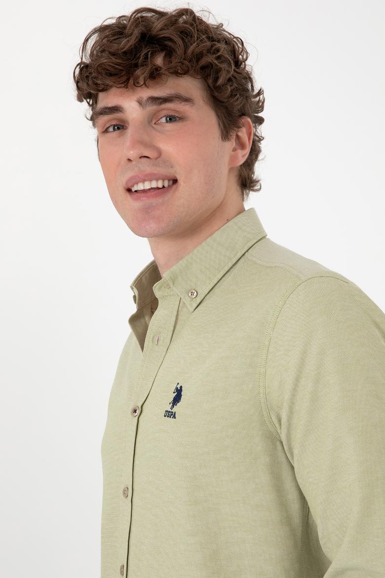 Erkek Açık Haki Uzun Kollu Basic Gömlek - 50297997096