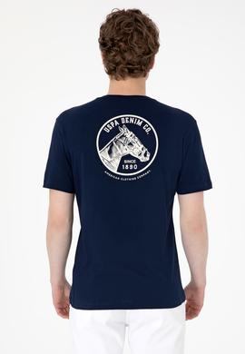 Erkek Regular Fit Bisiklet Yaka Lacivert Tişört - 50299544066