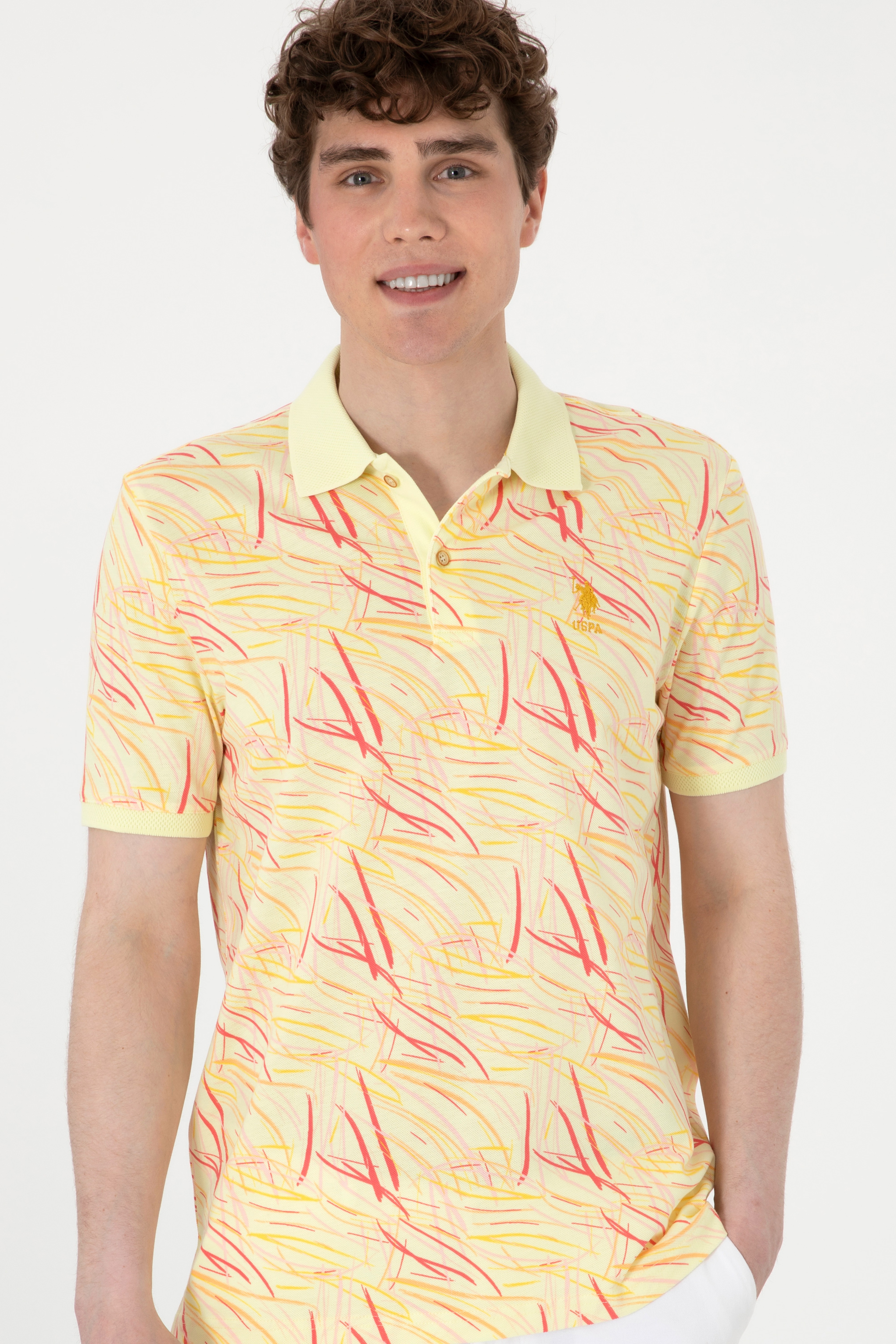 Erkek Regular Fit Polo Yaka Açık Haki Tişört - Image 3