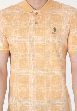 Erkek Regular Fit Polo Yaka Bej Desenli Tişört - 50299641027