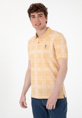 Erkek Regular Fit Polo Yaka Bej Desenli Tişört - 50299641027