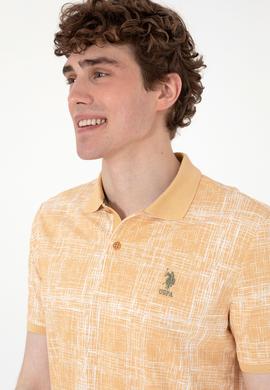 Erkek Regular Fit Polo Yaka Bej Desenli Tişört - 50299641027