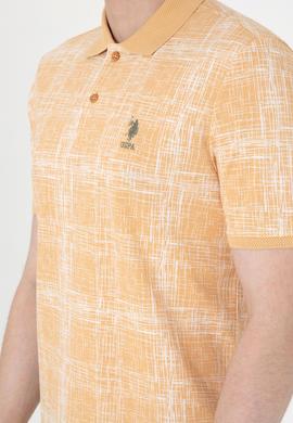 Erkek Regular Fit Polo Yaka Bej Desenli Tişört - 50299641027