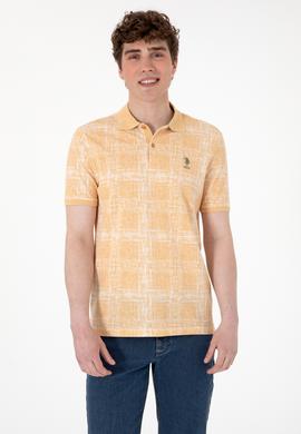 Erkek Regular Fit Polo Yaka Bej Desenli Tişört - 50299641027