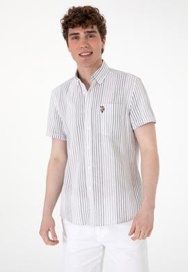 Erkek Açık Gri Kısa Kollu Gömlek - 50299919018