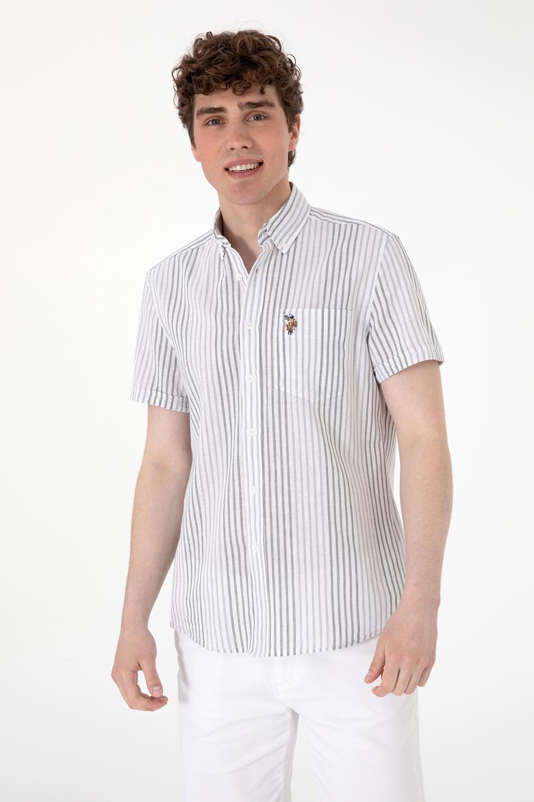 Erkek Açık Gri Kısa Kollu Gömlek - 50299919018