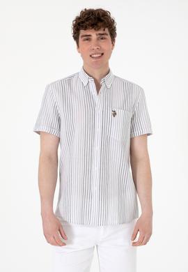Erkek Açık Gri Kısa Kollu Gömlek - 50299919018