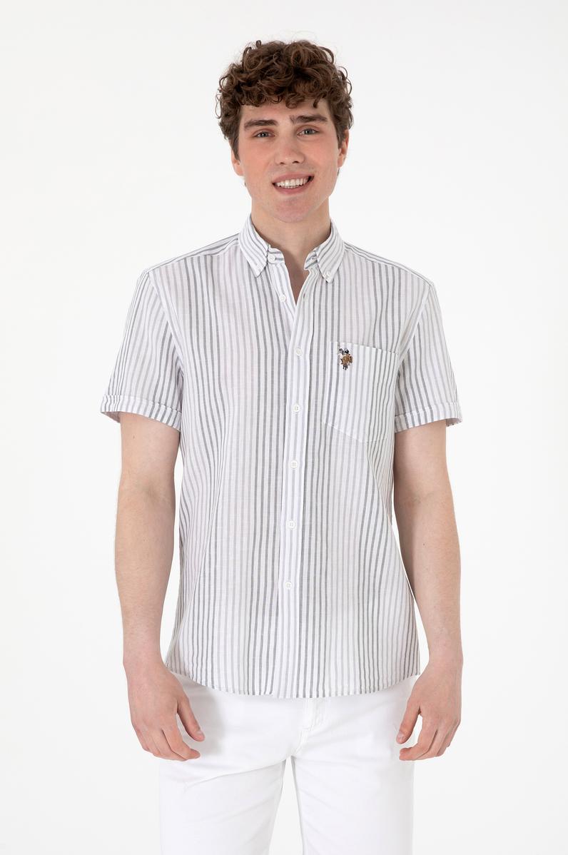 Erkek Açık Gri Kısa Kollu Gömlek