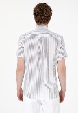 Erkek Açık Gri Kısa Kollu Gömlek - 50299919018