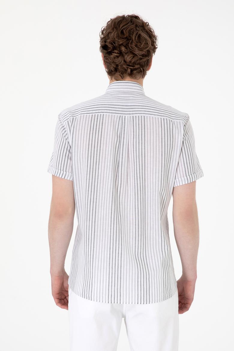 Erkek Açık Gri Kısa Kollu Gömlek - 50299919018