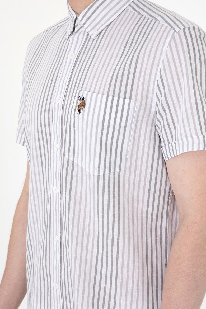 Erkek Açık Gri Kısa Kollu Gömlek - 50299919018