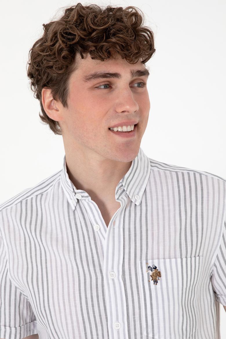 Erkek Açık Gri Kısa Kollu Gömlek - 50299919018