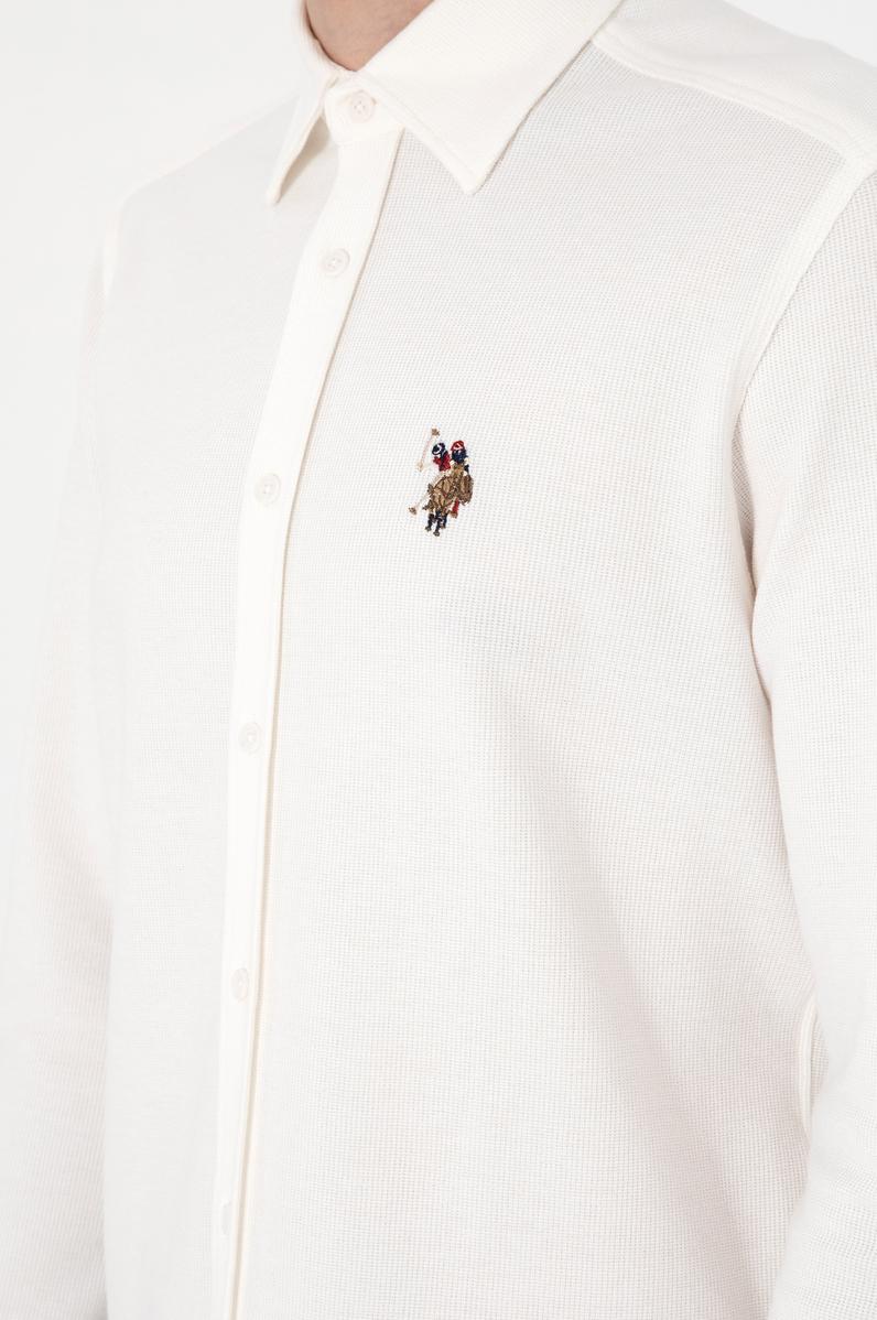 Erkek Beyaz Örme Gömlek