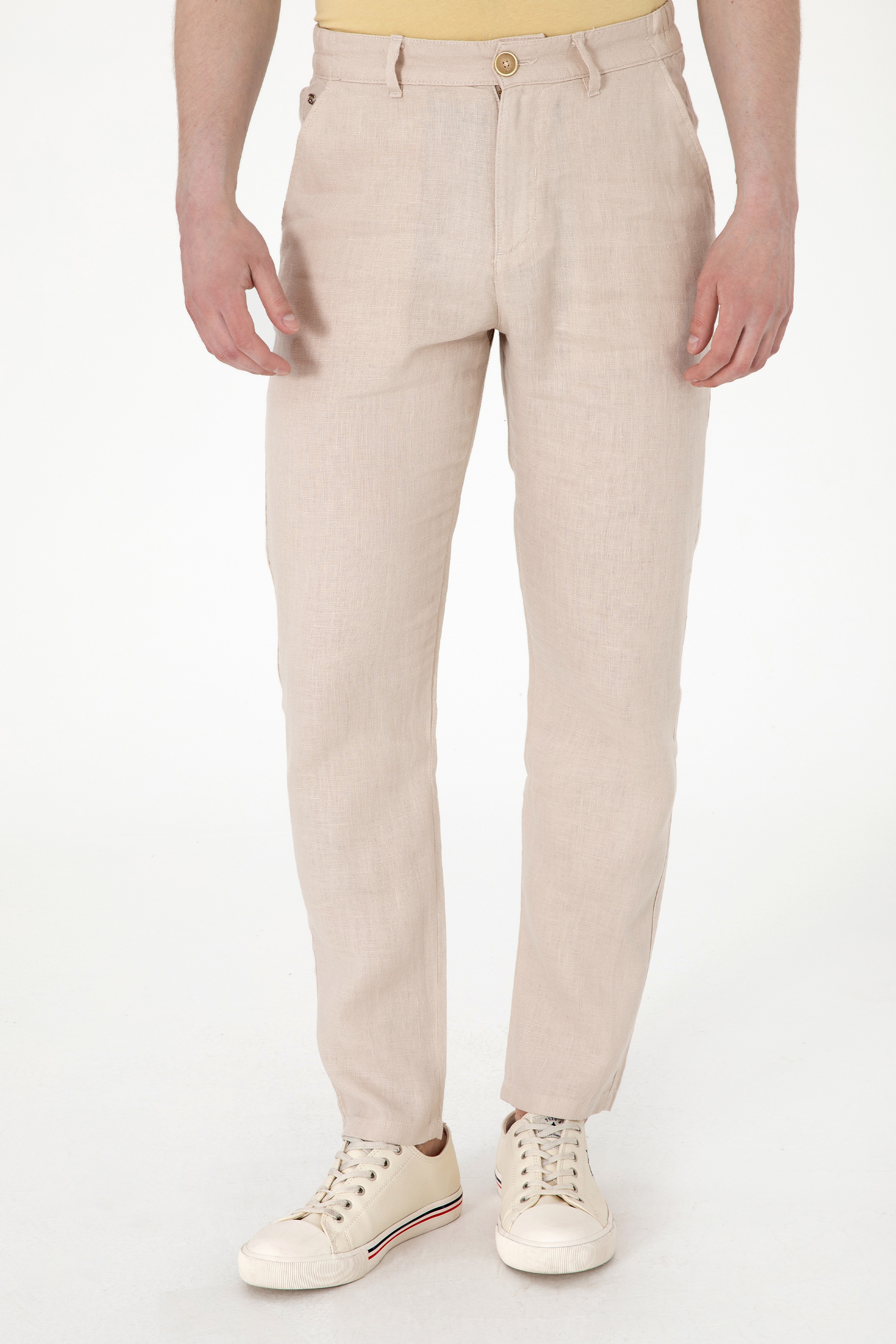 Erkek Carrot Fit Koyu Bej Kanvas Pantolon - Image 2