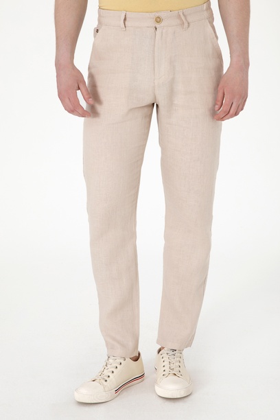 Erkek Carrot Fit Koyu Bej Kanvas Pantolon