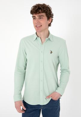 Erkek Su Yeşili Örme Gömlek - 50300402026