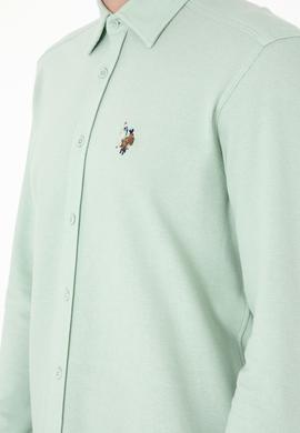 Erkek Su Yeşili Örme Gömlek - 50300402026