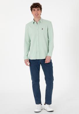 Erkek Su Yeşili Örme Gömlek - 50300402026