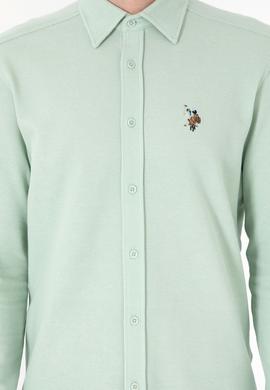 Erkek Su Yeşili Örme Gömlek - 50300402026