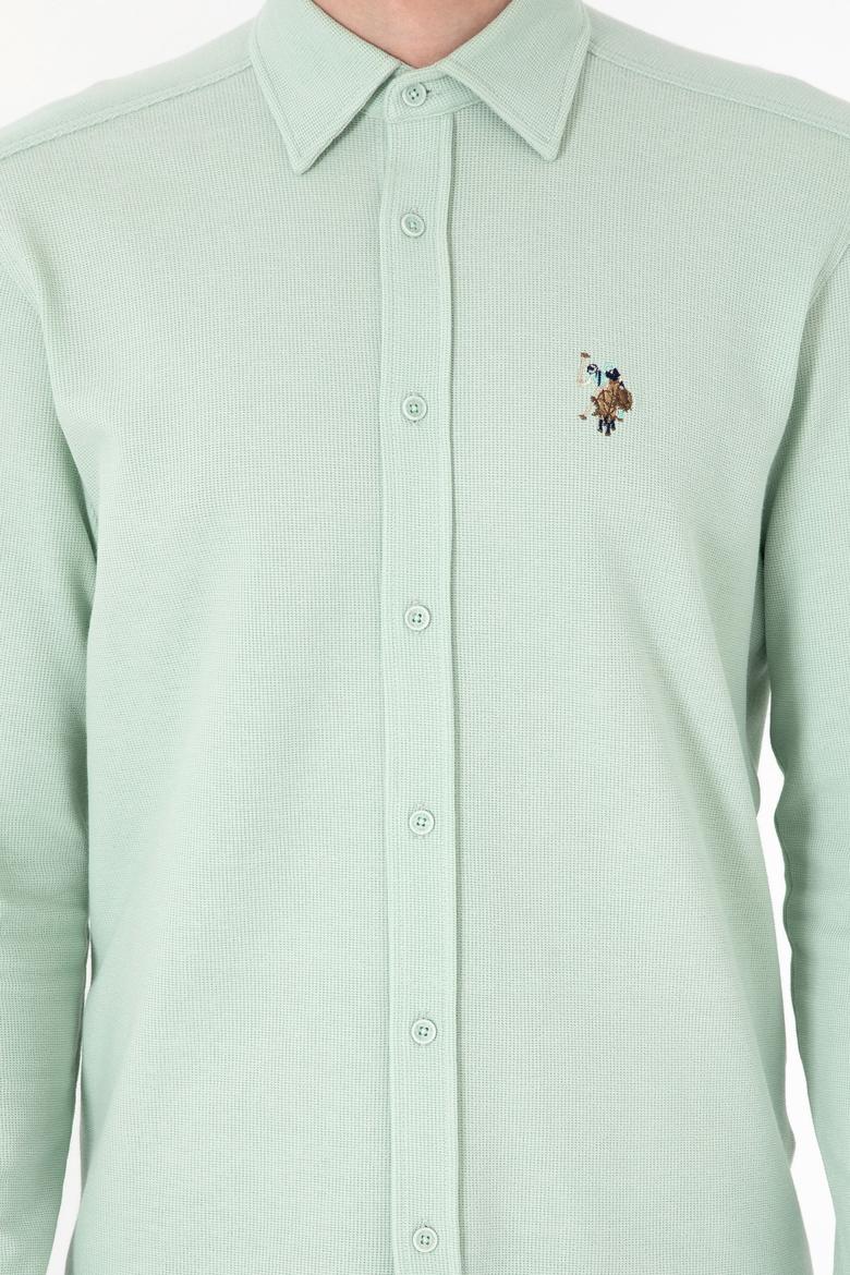 Erkek Su Yeşili Örme Gömlek - 50300402026