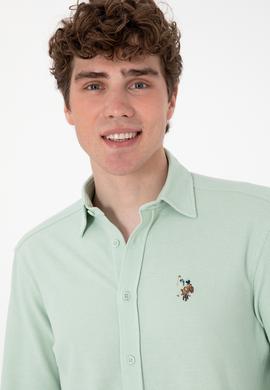 Erkek Su Yeşili Örme Gömlek - 50300402026