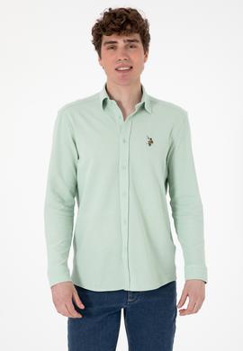 Erkek Su Yeşili Örme Gömlek - 50300402026