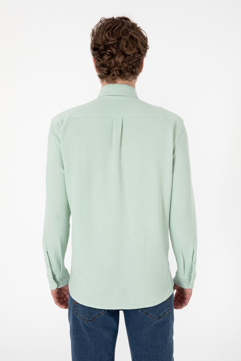 Erkek Su Yeşili Örme Gömlek - 50300402026