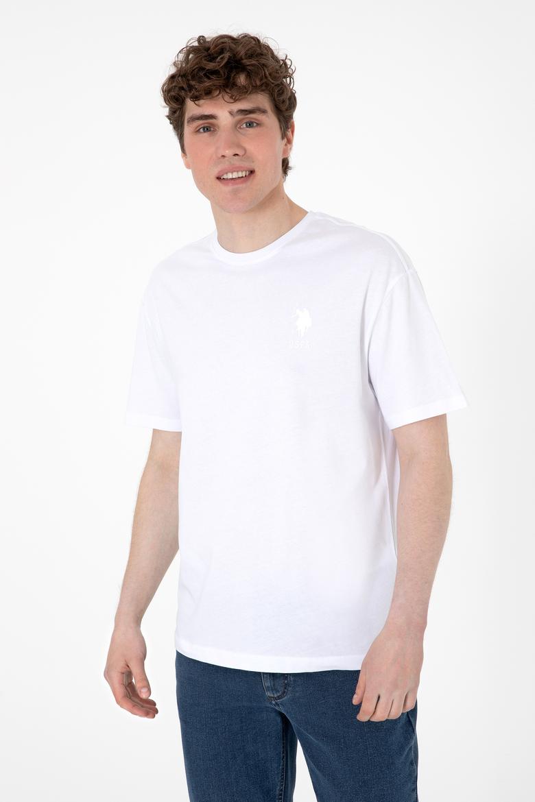 Erkek Comfort Fit Bisiklet Yaka Beyaz Tişört - 50305873017