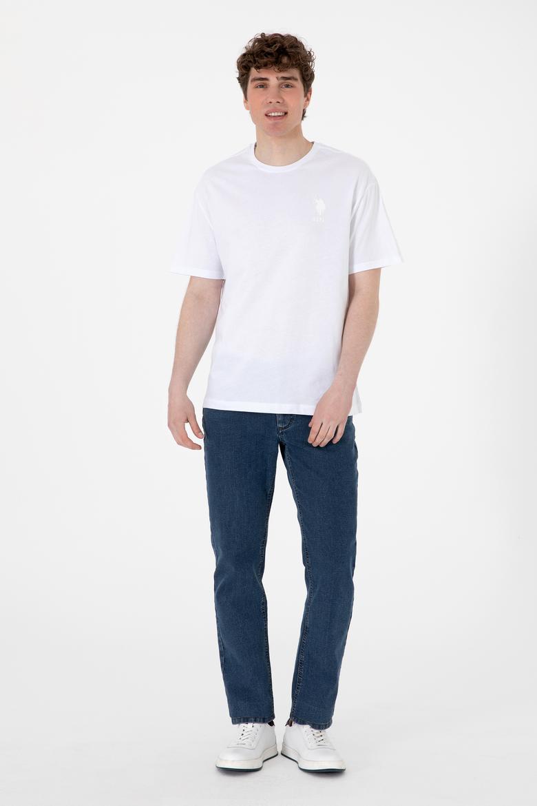 Erkek Comfort Fit Bisiklet Yaka Beyaz Tişört - 50305873017