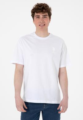 Erkek Comfort Fit Bisiklet Yaka Beyaz Tişört - 50305873017