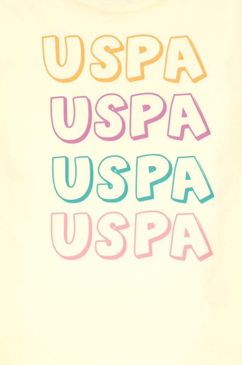 Kız Çocuk Limon Bisiklet Yaka Pamuk Renkli Uspa Baskılı Tişört