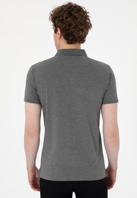 Erkek Slim Fit Polo Yaka Antrasit Melanj Basic Tişört - 50298011024