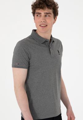 Erkek Slim Fit Polo Yaka Antrasit Melanj Basic Tişört - 50298011024