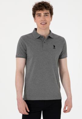Erkek Slim Fit Polo Yaka Antrasit Melanj Basic Tişört - 50298011024