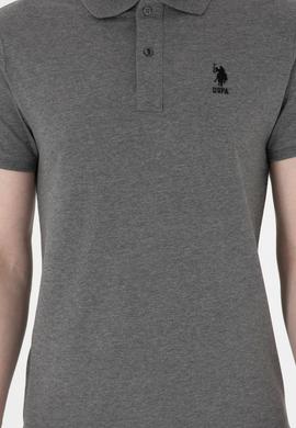 Erkek Slim Fit Polo Yaka Antrasit Melanj Basic Tişört - 50298011024