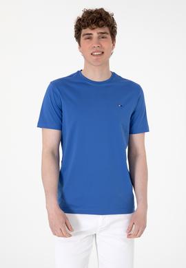 Erkek Regular Fit Bisiklet Yaka İndigo Basic Tişört - 50297999088