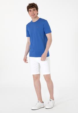 Erkek Regular Fit Bisiklet Yaka İndigo Basic Tişört - 50297999088