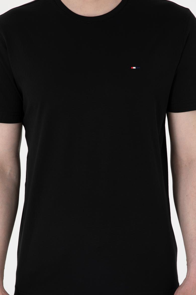 Erkek Regular Fit Bisiklet Yaka Siyah Basic Tişört - 50297999017