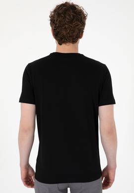 Erkek Regular Fit Bisiklet Yaka Siyah Basic Tişört - 50297999017