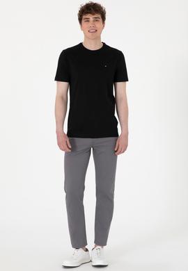 Erkek Regular Fit Bisiklet Yaka Siyah Basic Tişört - 50297999017