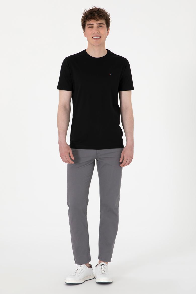 Erkek Regular Fit Bisiklet Yaka Siyah Basic Tişört - 50297999017