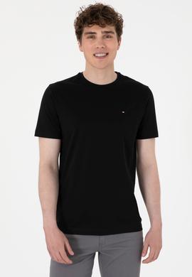 Erkek Regular Fit Bisiklet Yaka Siyah Basic Tişört - 50297999017