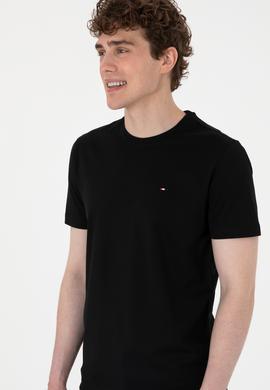 Erkek Regular Fit Bisiklet Yaka Siyah Basic Tişört - 50297999017