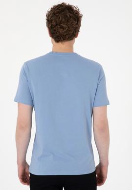 Erkek Regular Fit V Yaka Mavi Basic Tişört - 50298043093